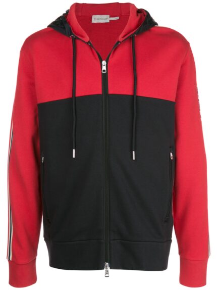 colour blocked zipped hoodie