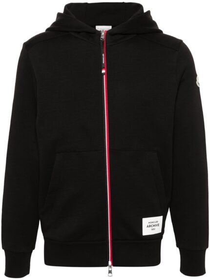 appliqué-logo zipped hoodie