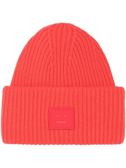 logo motif rib-knit beanie